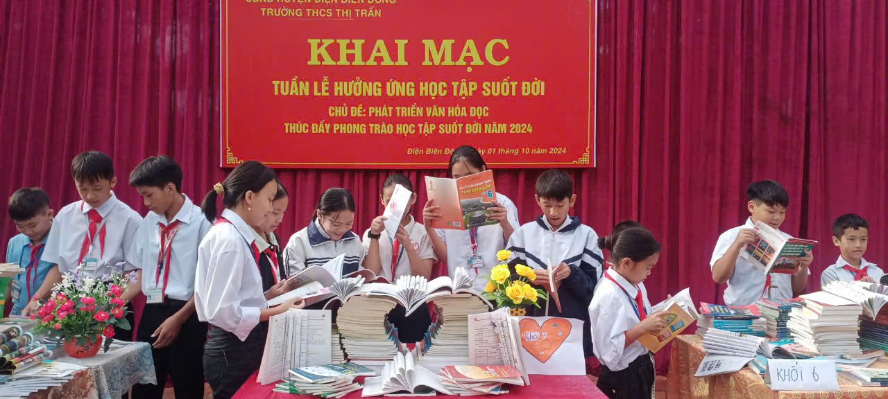Trường THCS Thị trấn Điện Biên Đông tổ chức các hoạt động Tuần lễ hưởng ứng học tập suốt đời năm 2024 với chủ đề “Phát triển văn hóa đọc thúc đẩy học tập suốt đời”.